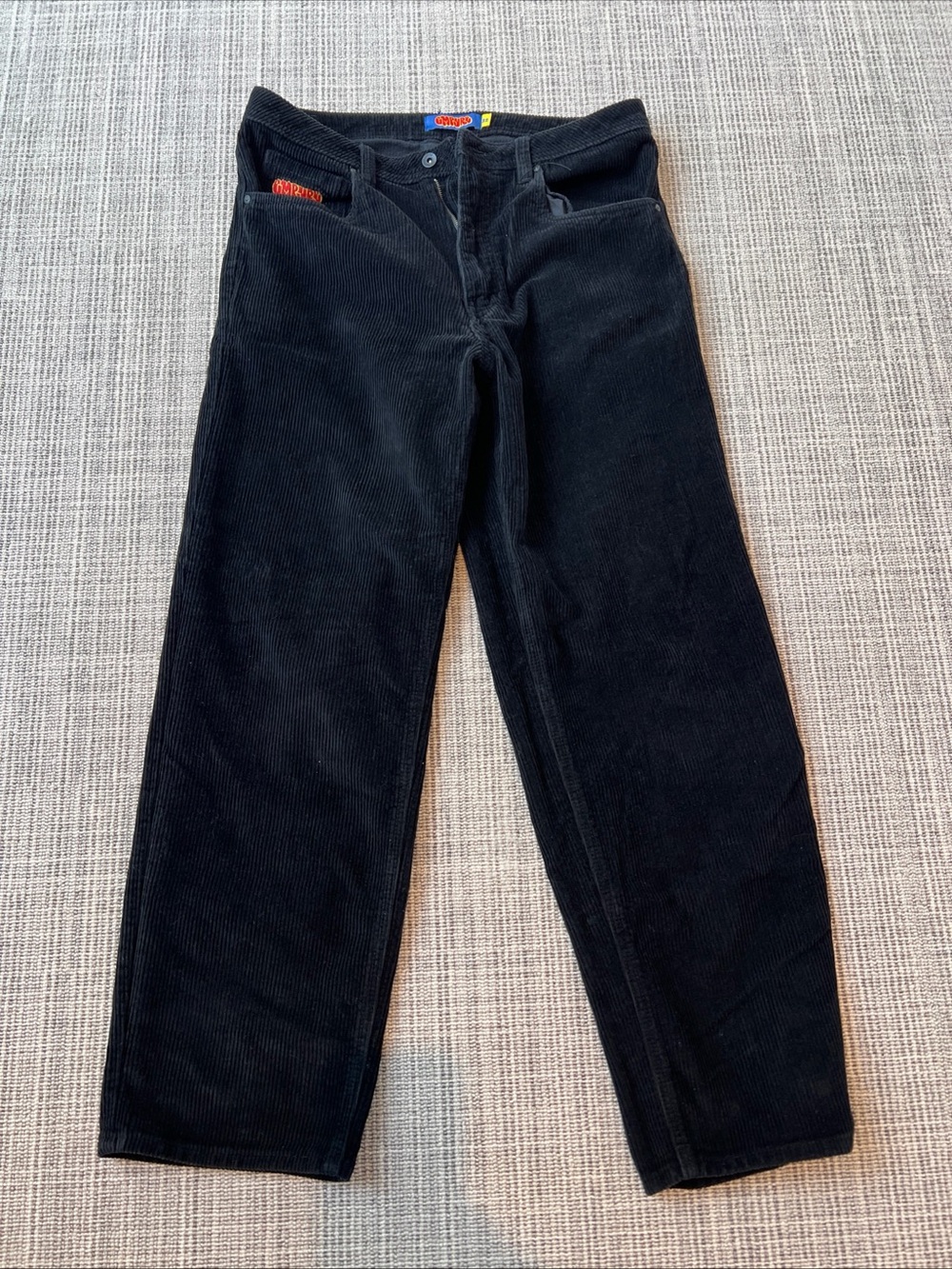 EMPYRE Relax Corduroy Pants Black 32x30 Y2K Skate Streetwear Baggy